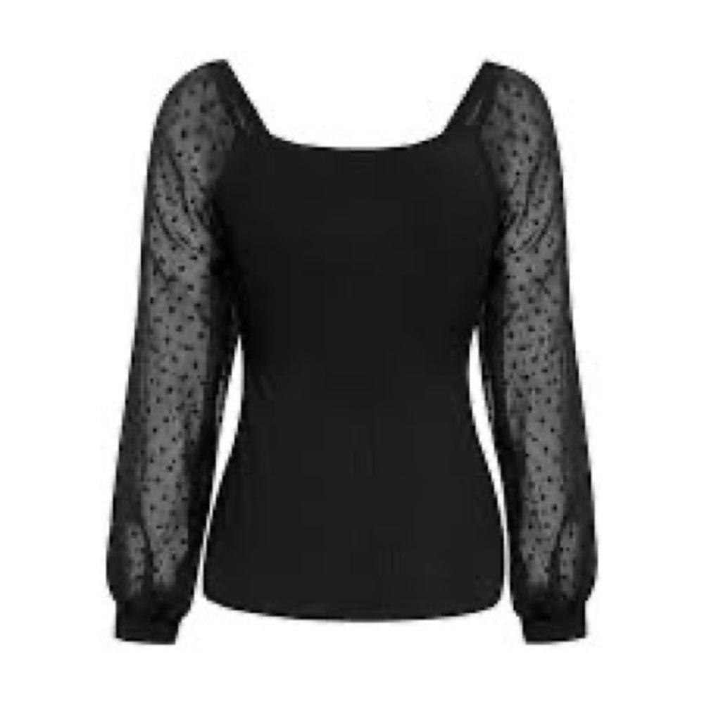 Carmen Black clear puff long sleeve knit top Sz XS